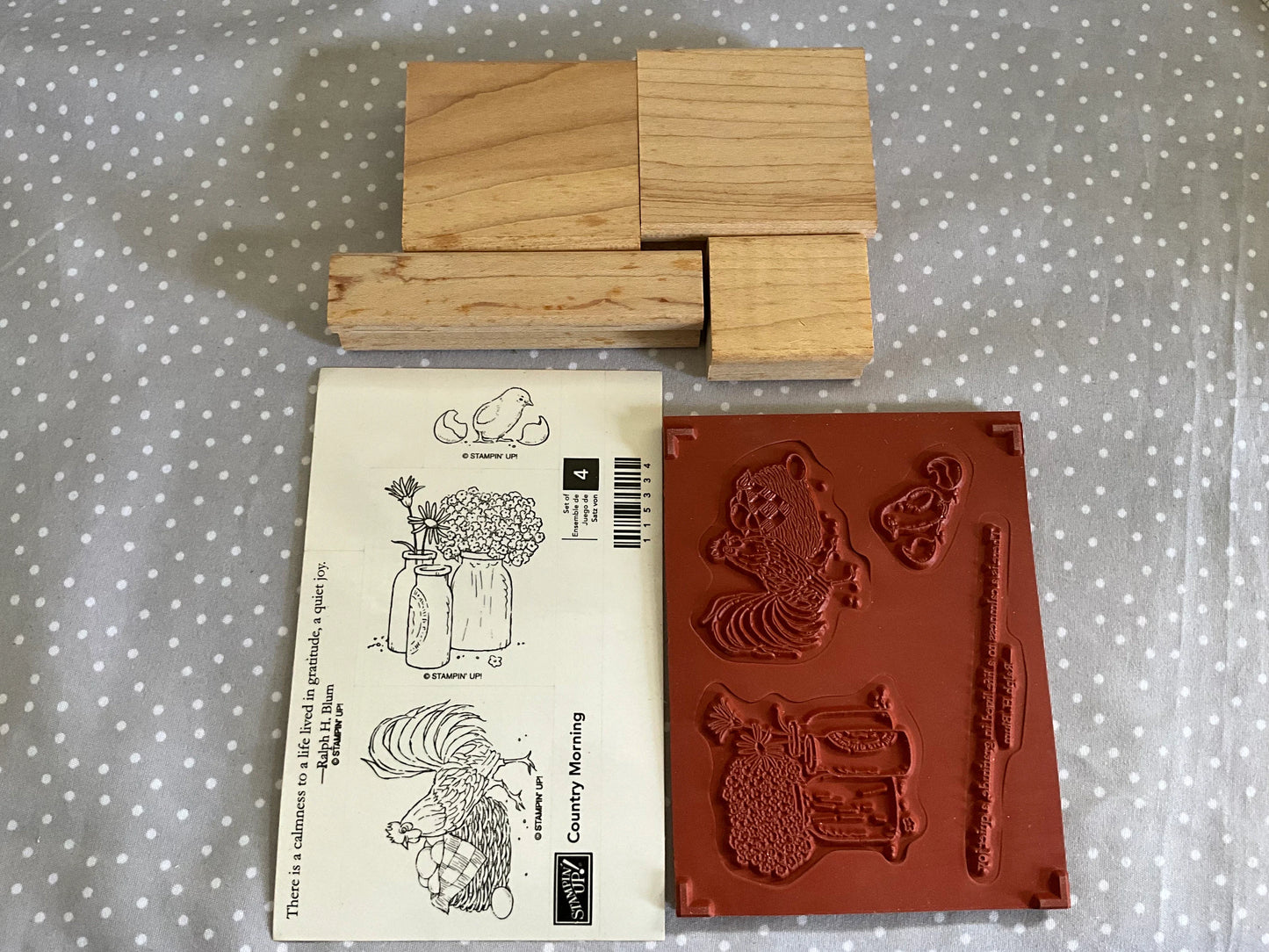 BRAND NEW Country Morning stamp set, Retired Stampin Up, set of 4 stamps.
