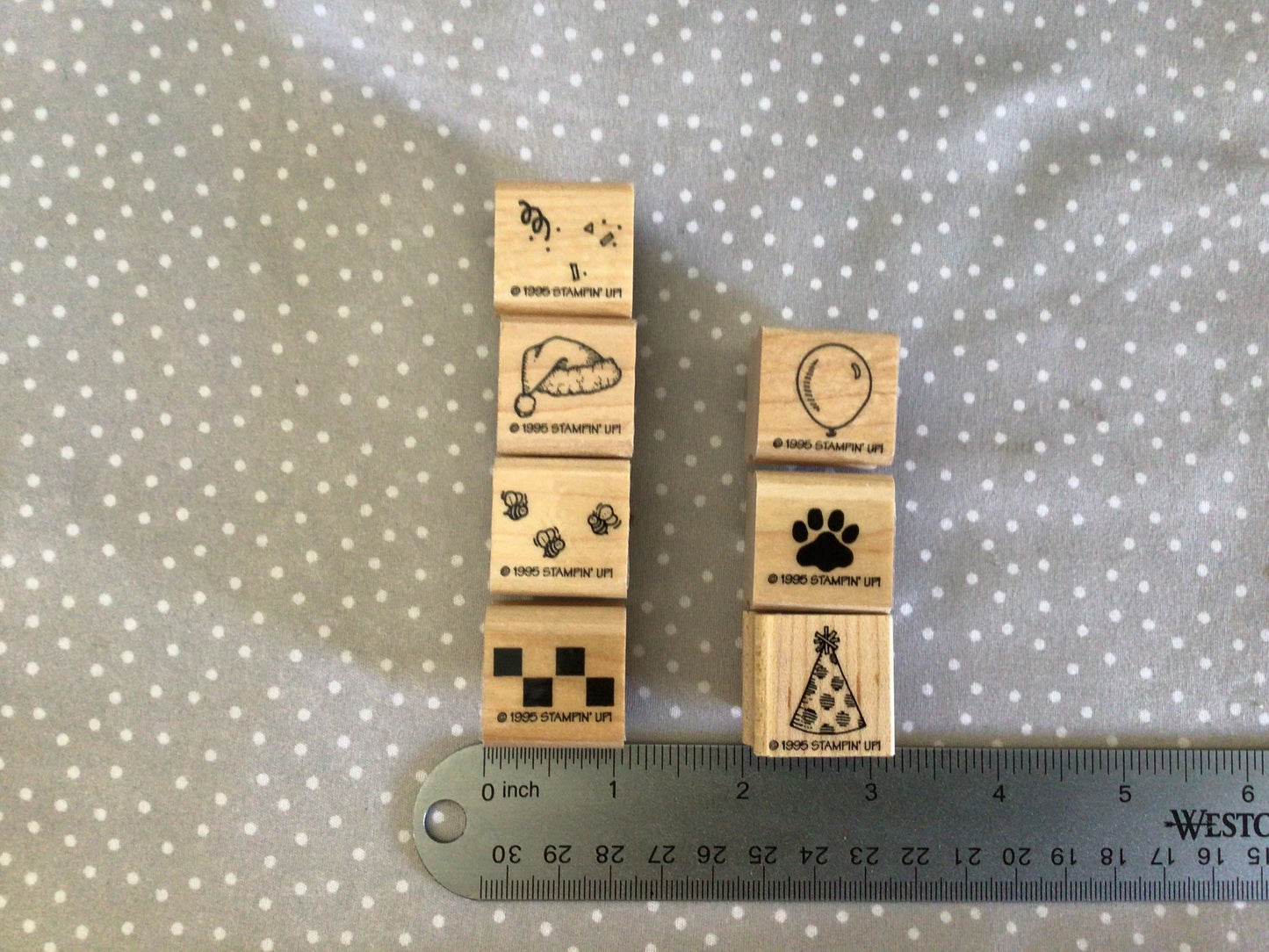 Cute Teddy Bear, Retired Stampin Up 1995! Stamp set Button Bear, Flower Basket Stamp