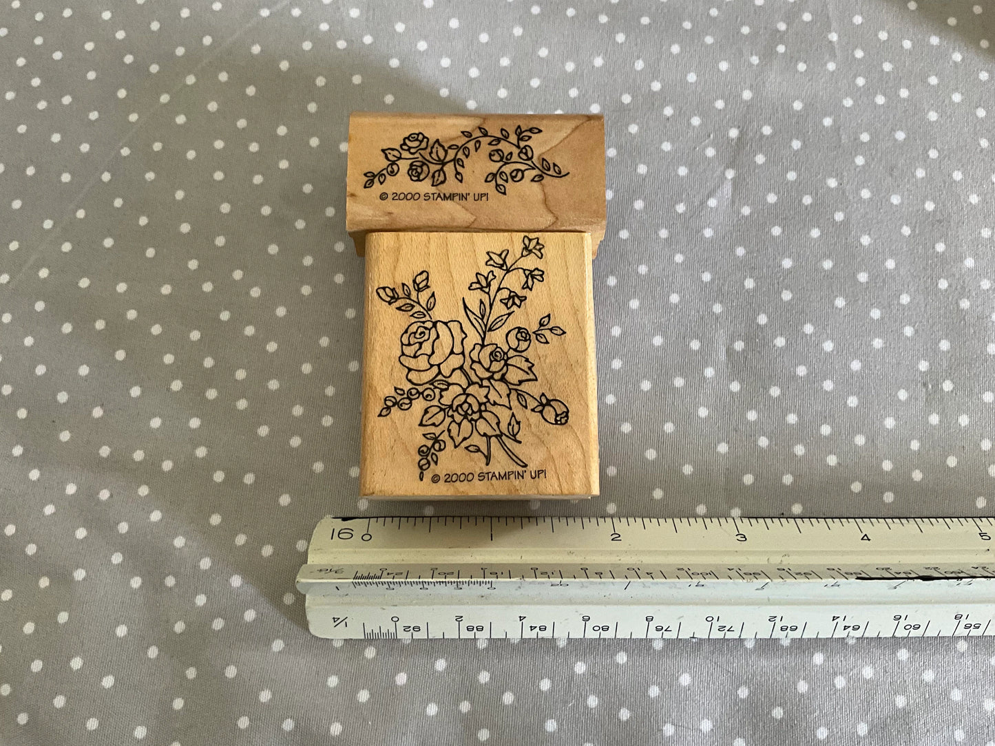 Retired Stampin Up 2000! Stamp set Wreath of Roses set of 7