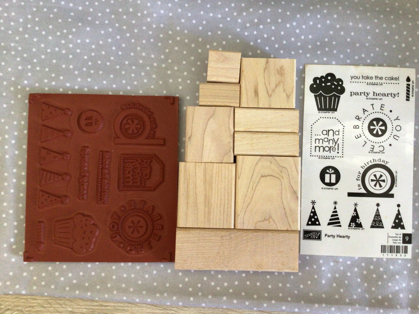 Party stamp set, Birthday, Brand New Retired Stampin Up! Stamp set Party Hearty