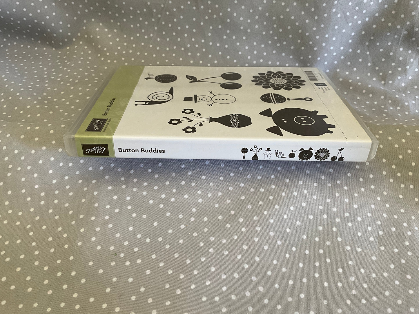 BRAND NEW-Retired Stampin Up! Stamp set Button Buddies- Set of 8 stamps