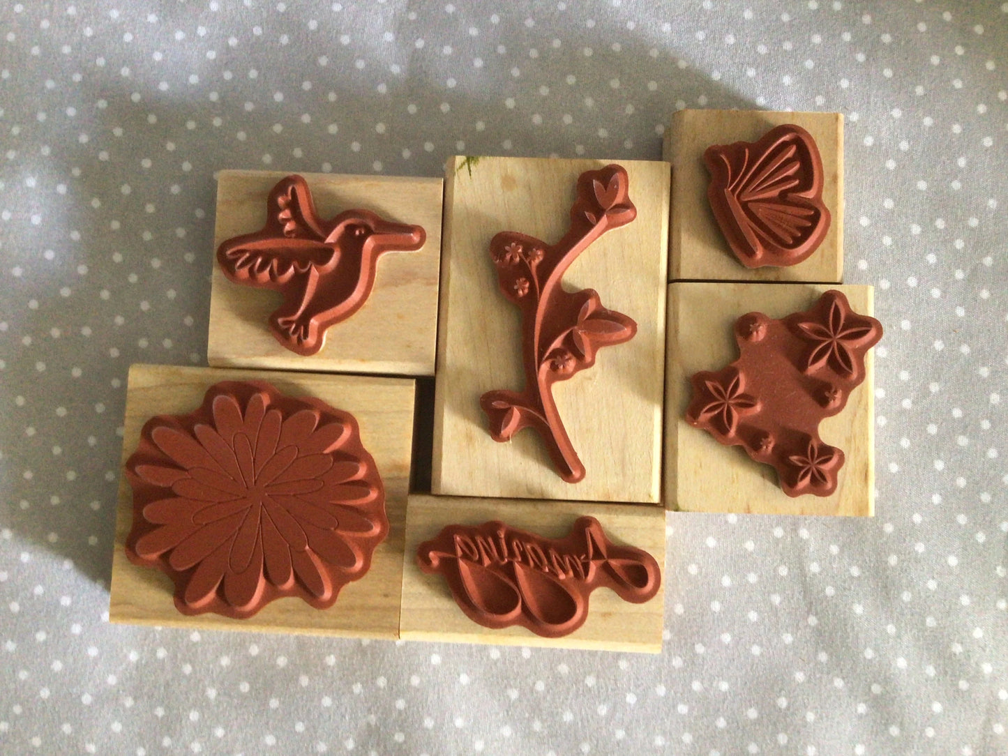 Humming Bird, Pretty Amazing Retired Stampin Up! Stamp set, Wood mount set of 6