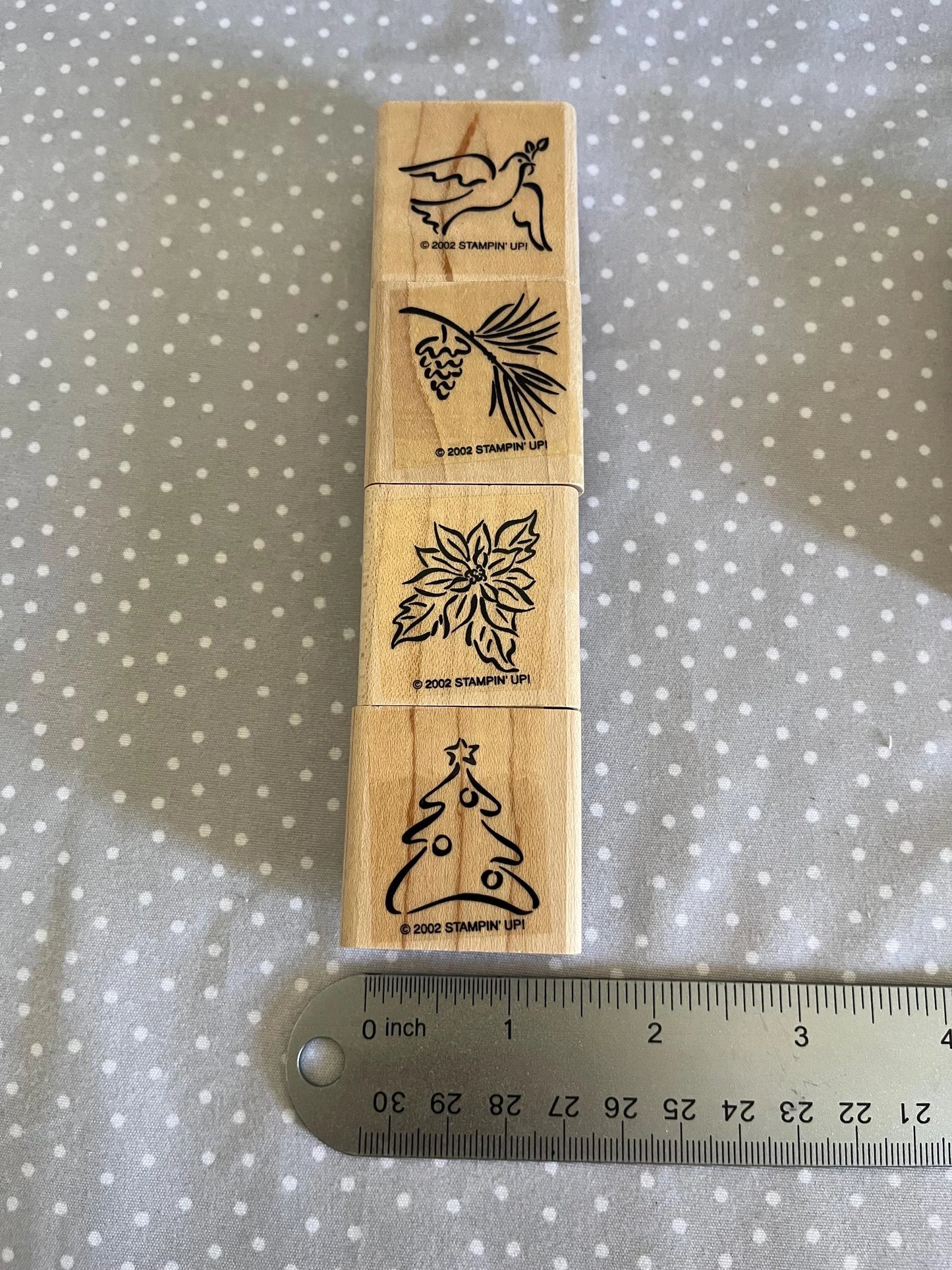 Holiday Minis stamp set, Retired Stampin Up 2002, set of 8 stamps.