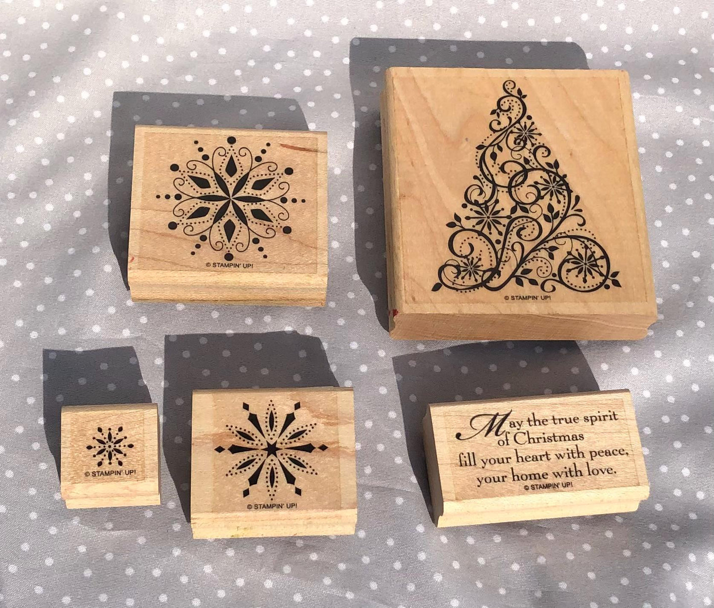 Snow Swirled stamp set, Retired Stampin Up, set of 5 stamps