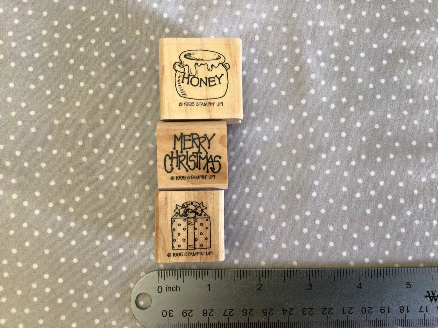 Cute Teddy Bear, Retired Stampin Up 1995! Stamp set Button Bear, Flower Basket Stamp