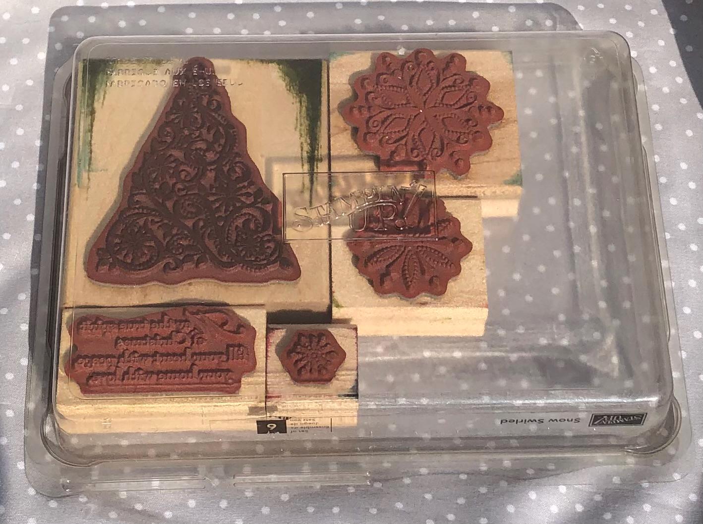 Snow Swirled stamp set, Retired Stampin Up, set of 5 stamps