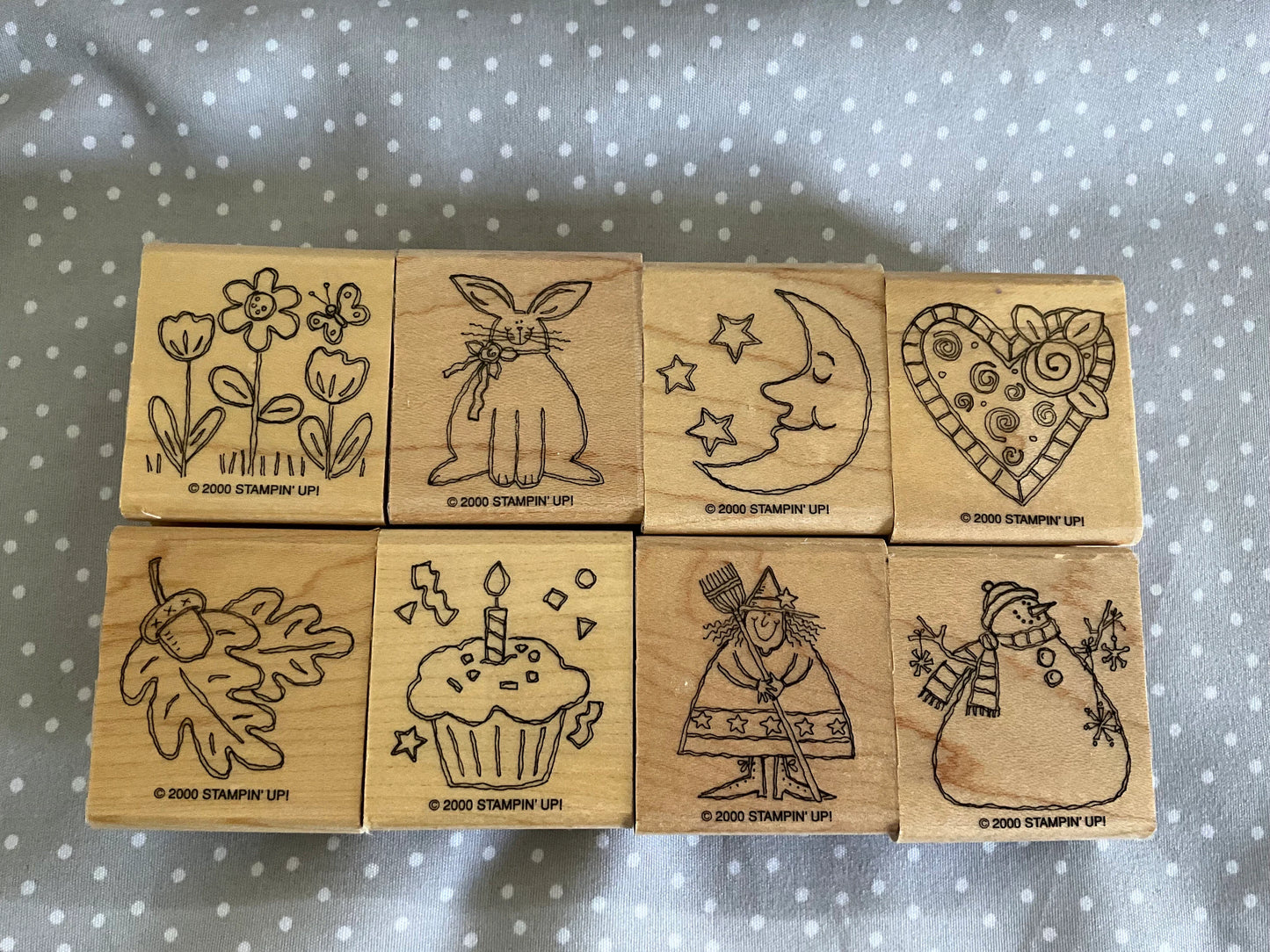 Retired Stampin Up 2000! Stamp set Just for Fun set of 8