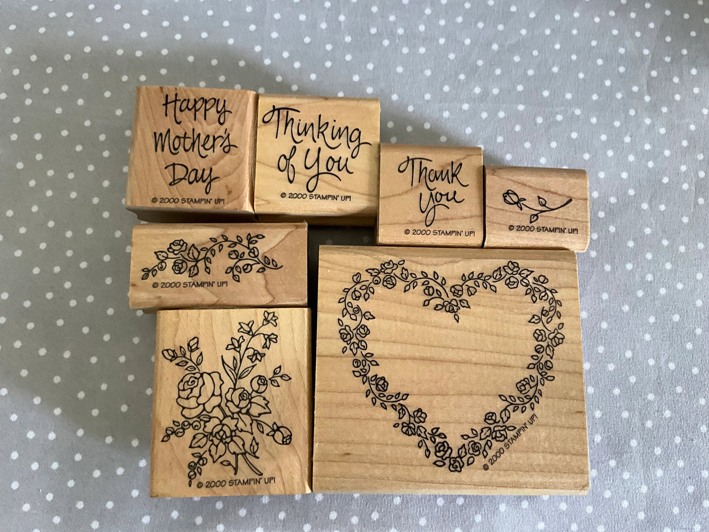 Retired Stampin Up 2000! Stamp set Wreath of Roses set of 7