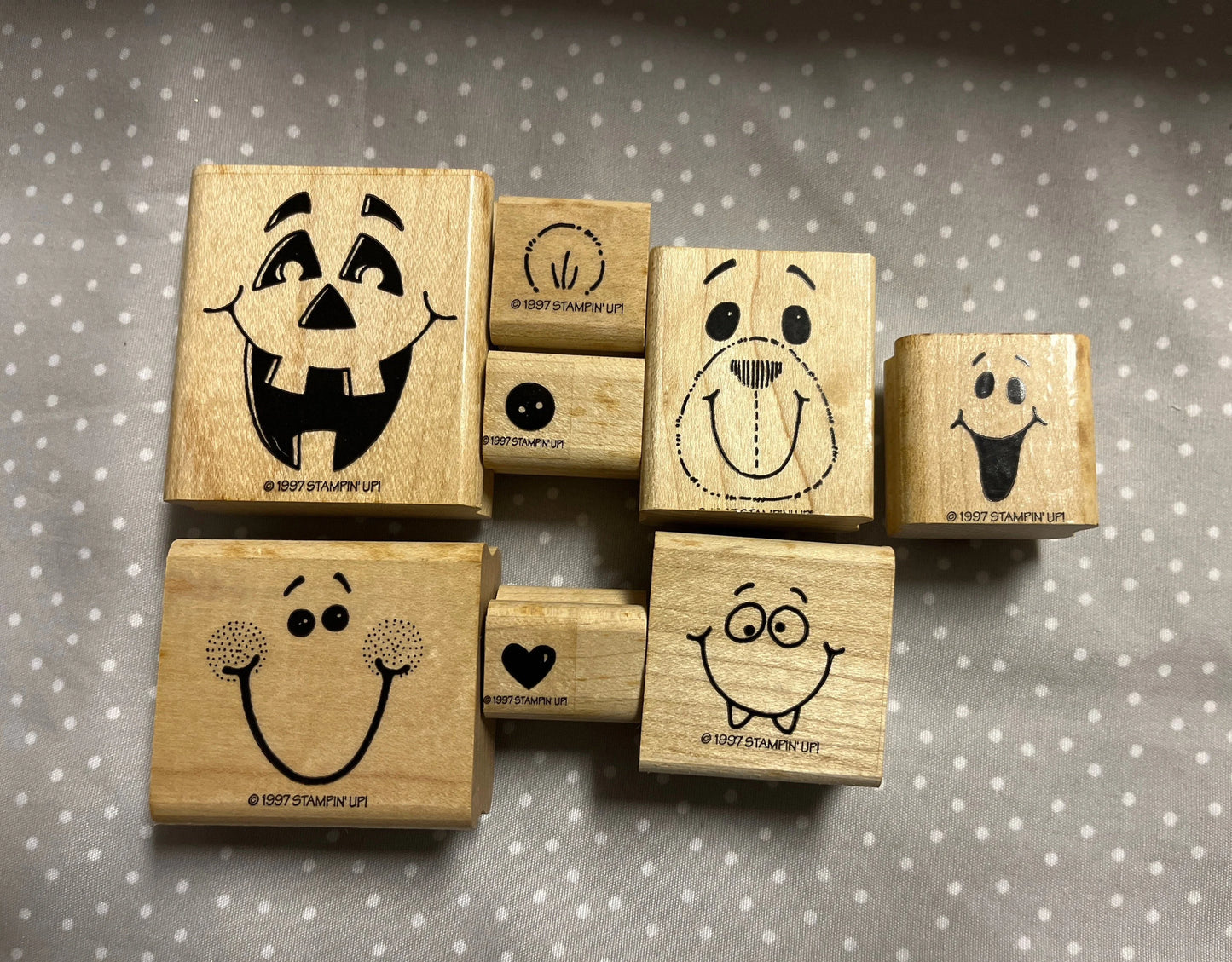 Fun Faces stamp set, Retired Stampin Up 1997, set of 8 stamps.