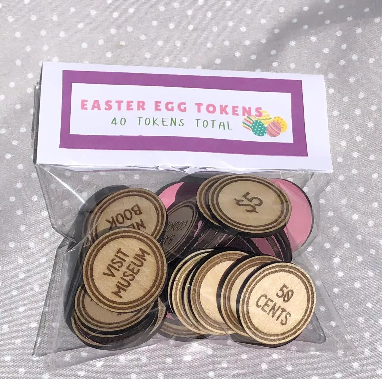 Easter Egg Tokens, 40 wooden tokens