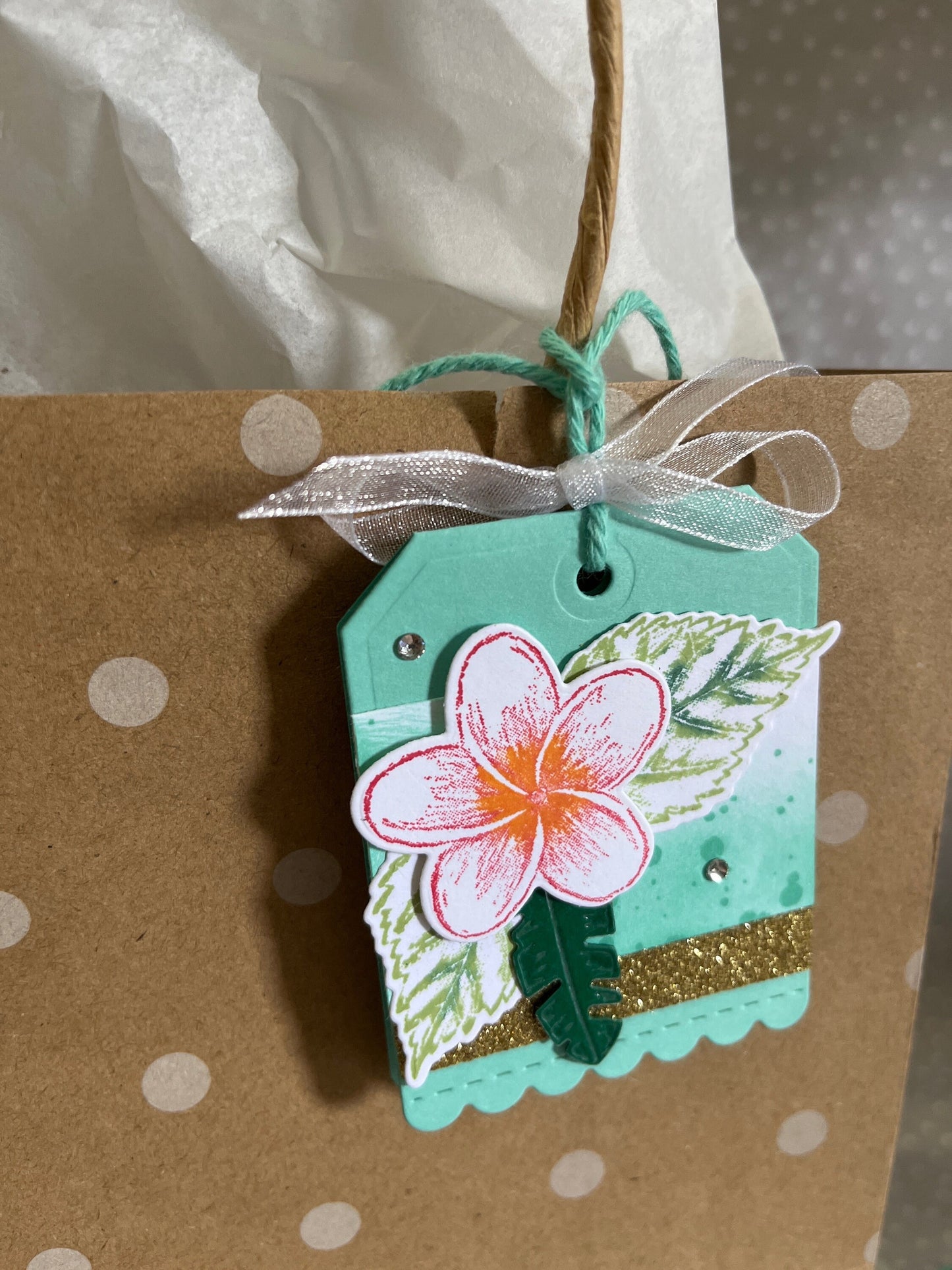 Stampin Up! Cute Pink Plumeria Flower Tag, Pack of 5 tags