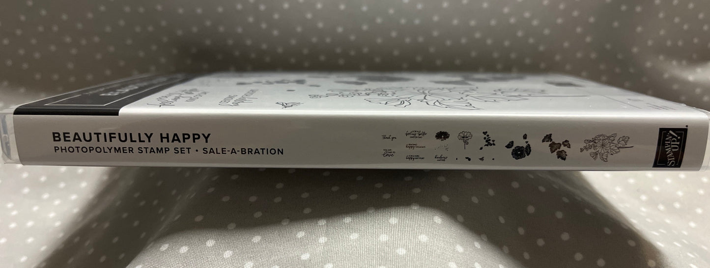 Retired SALE-A-BRATION 2023 Stampin Up! Stamp set Beautifully Happy, set of 17