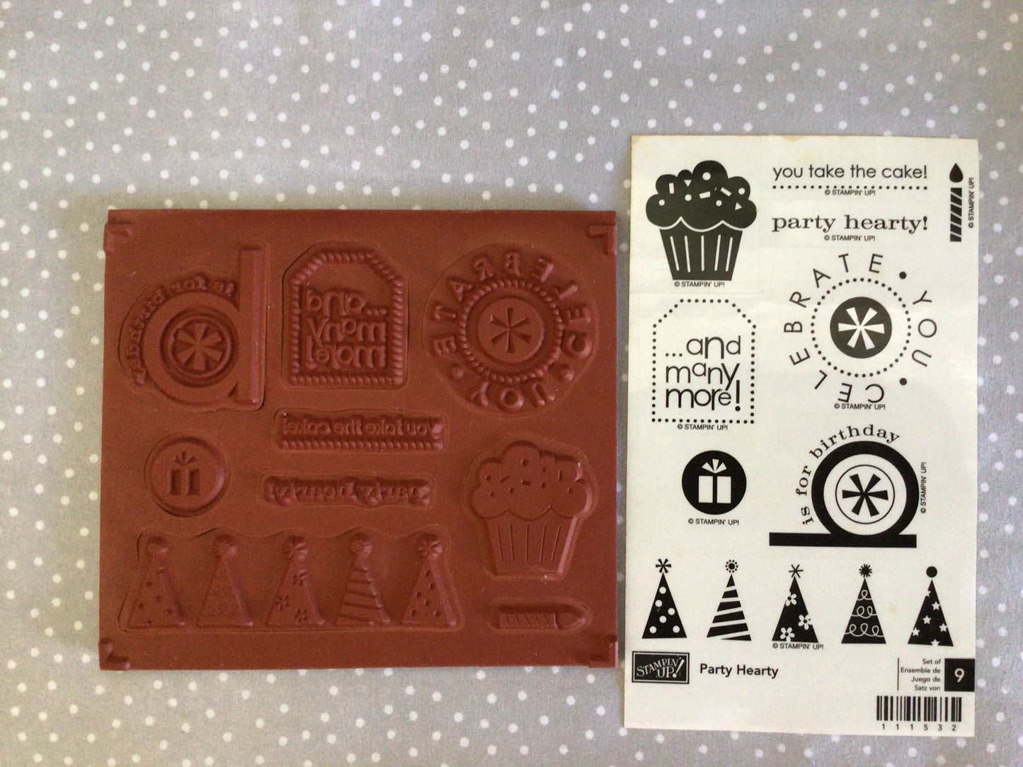 Party stamp set, Birthday, Brand New Retired Stampin Up! Stamp set Party Hearty