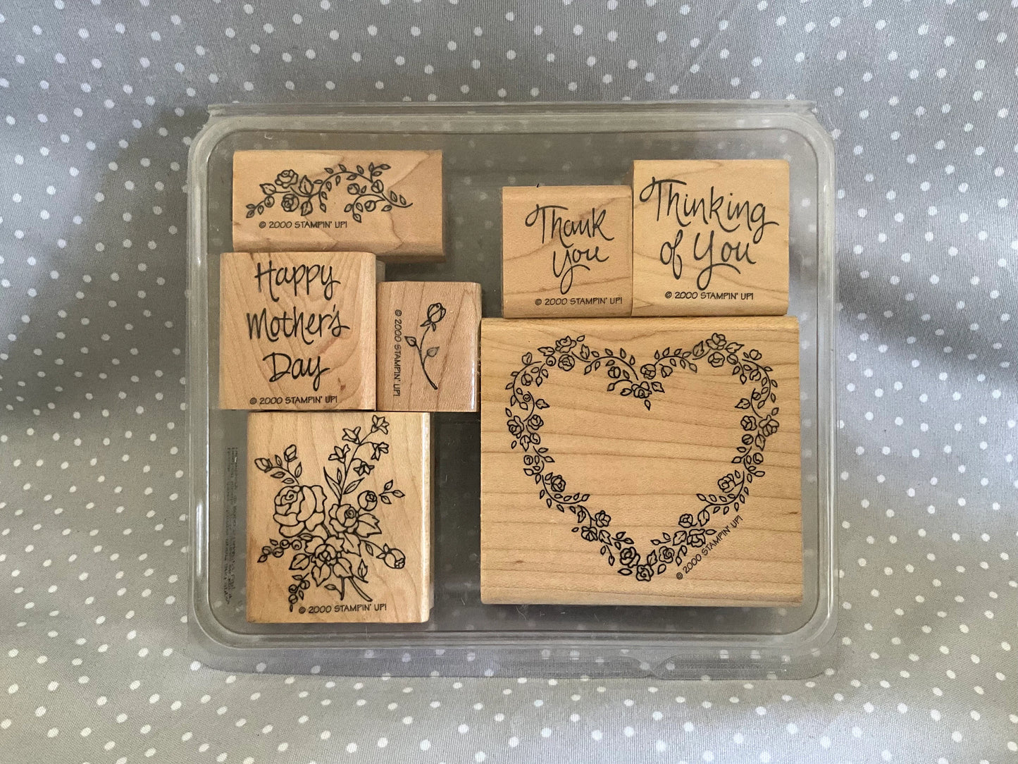 Retired Stampin Up 2000! Stamp set Wreath of Roses set of 7