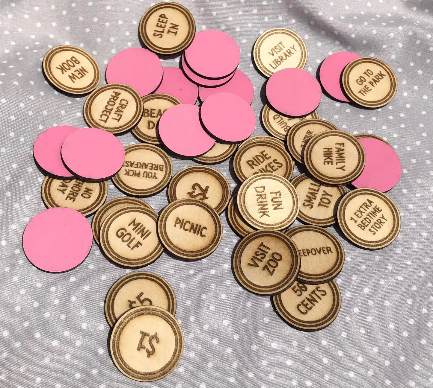 Easter Egg Tokens, 40 wooden tokens