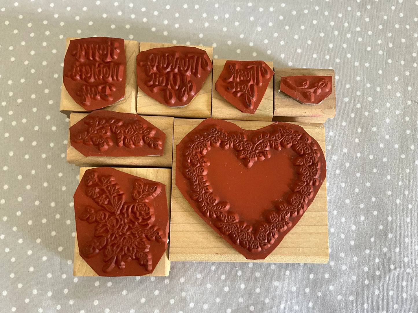 Retired Stampin Up 2000! Stamp set Wreath of Roses set of 7