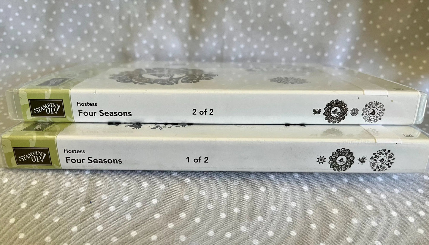 Retired Stampin Up! Stamp set Four Seasons set of 8 stamps/ Set of 2