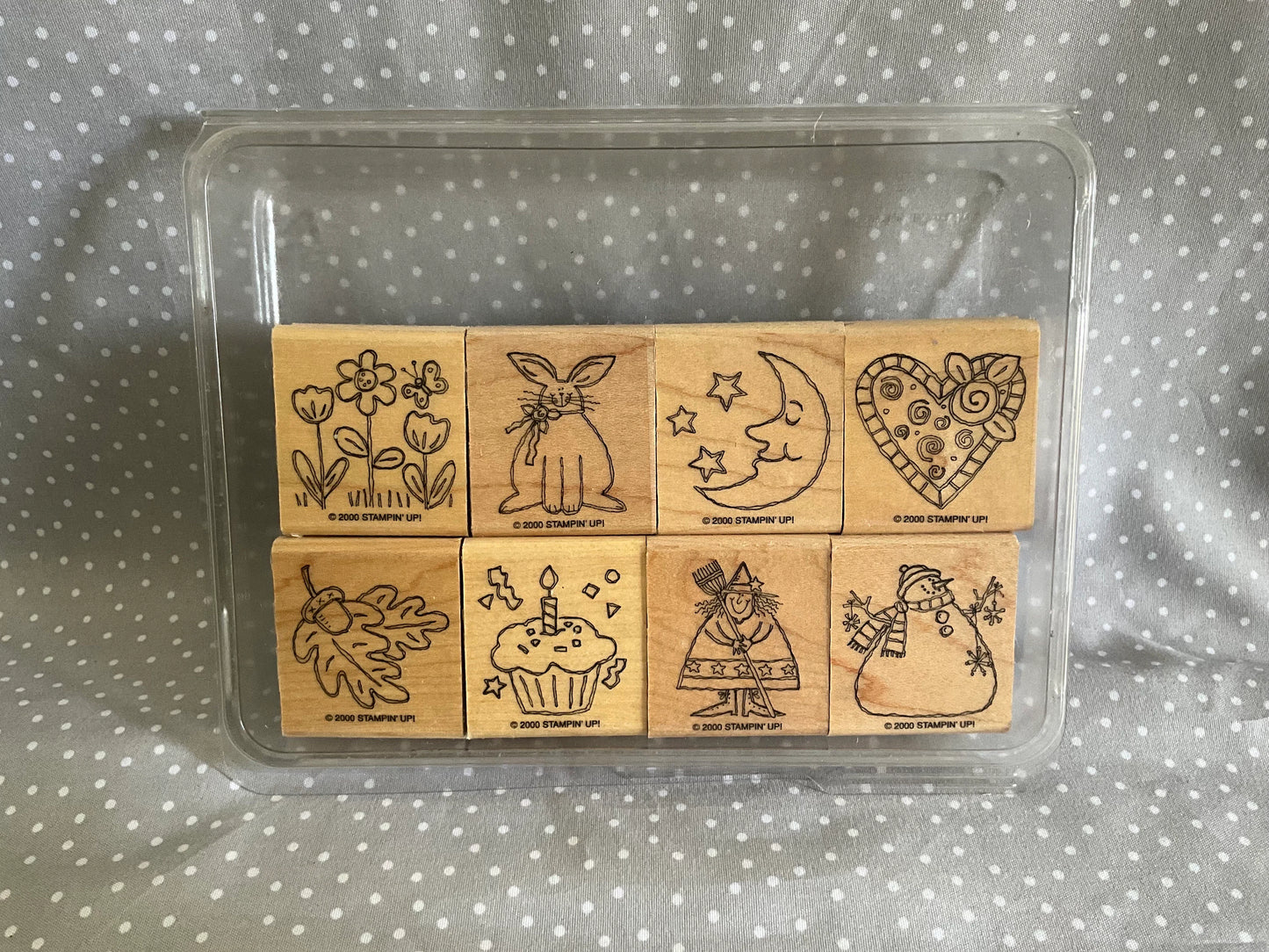Retired Stampin Up 2000! Stamp set Just for Fun set of 8