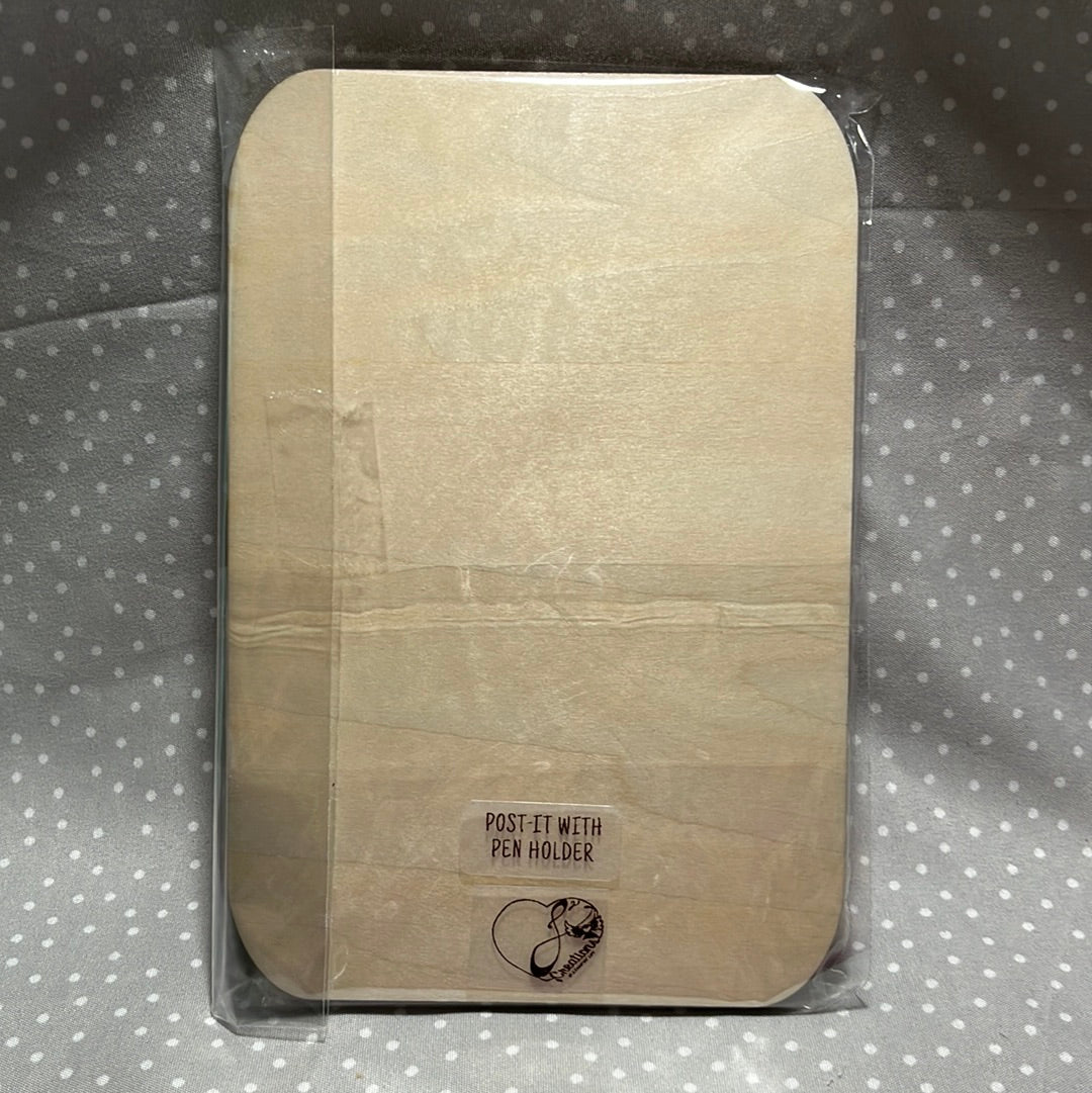 Post it with pen, Cherry Blossom with Notes, Laser Engraved wood