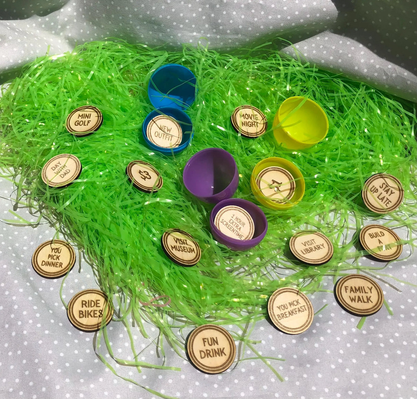 Easter Egg Tokens, 40 wooden tokens