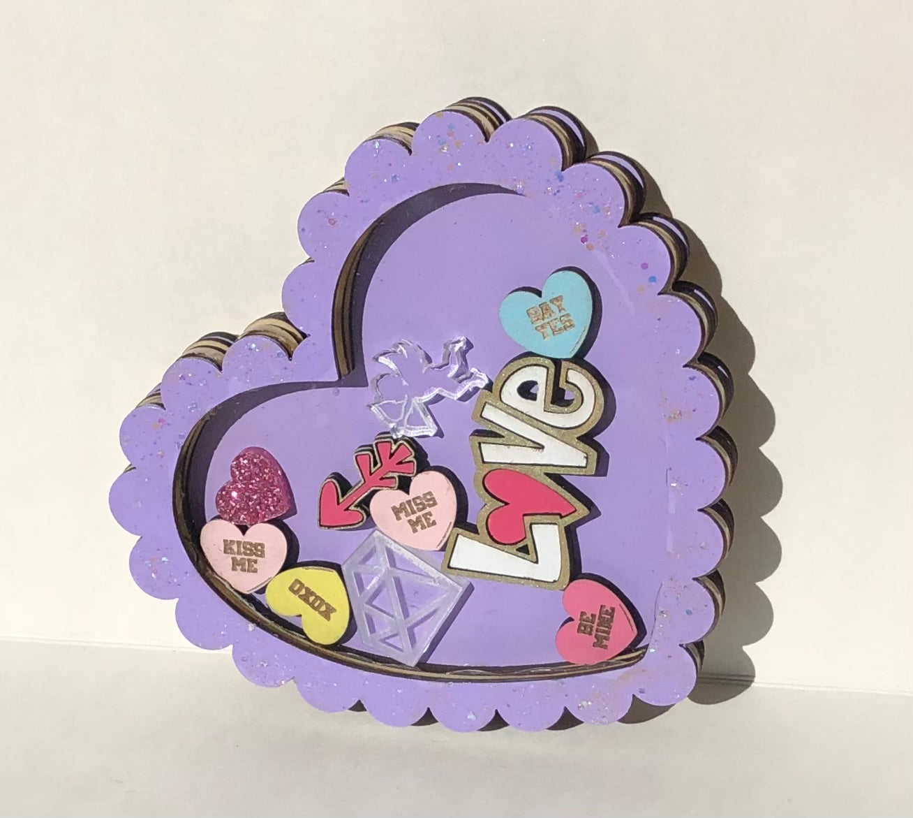 Scallop Heart Valentine’s Shaker - Purple Glitter
