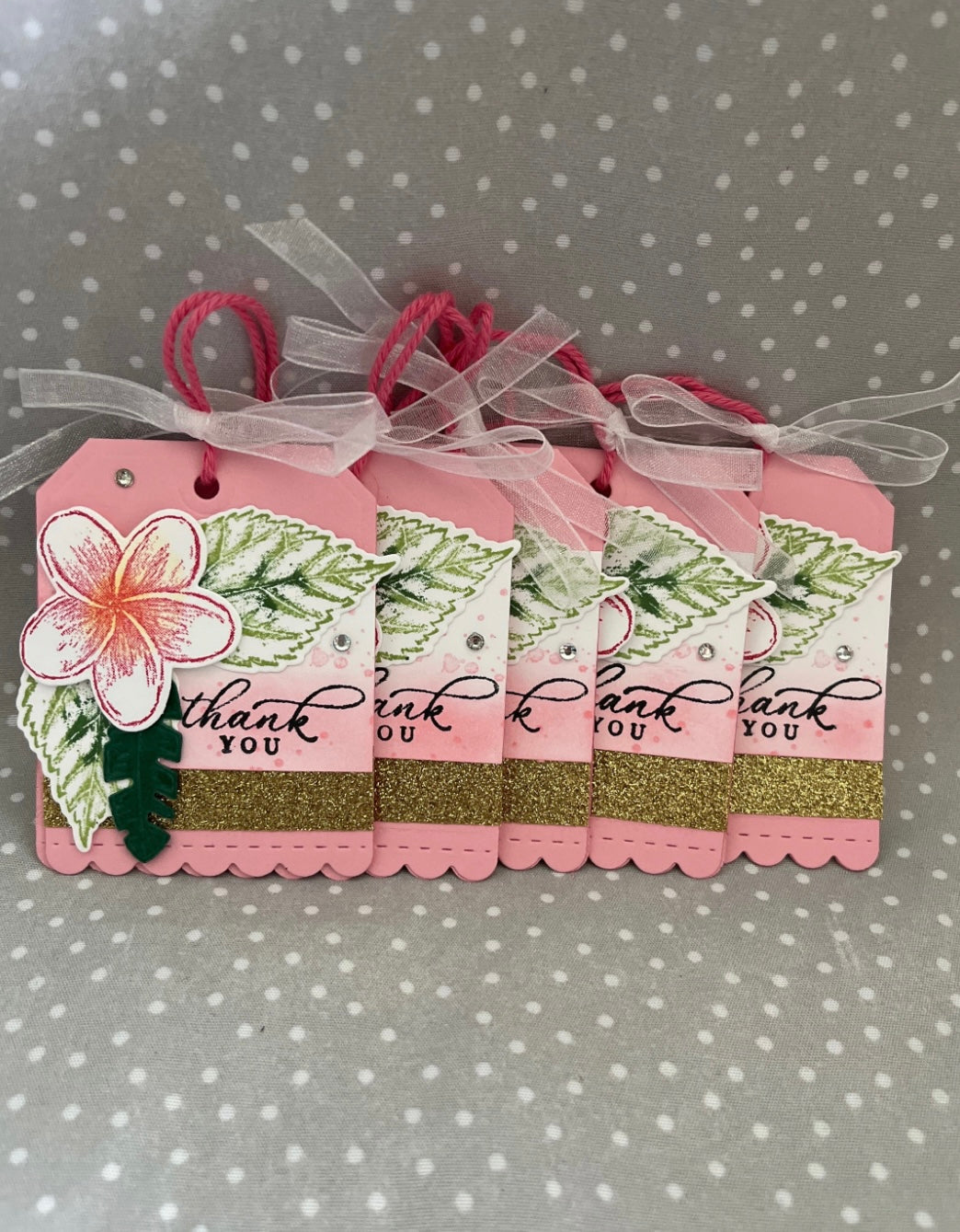 Stampin Up! Cute Plumeria Pink Tag, Pack of 5 tags - Thank you
