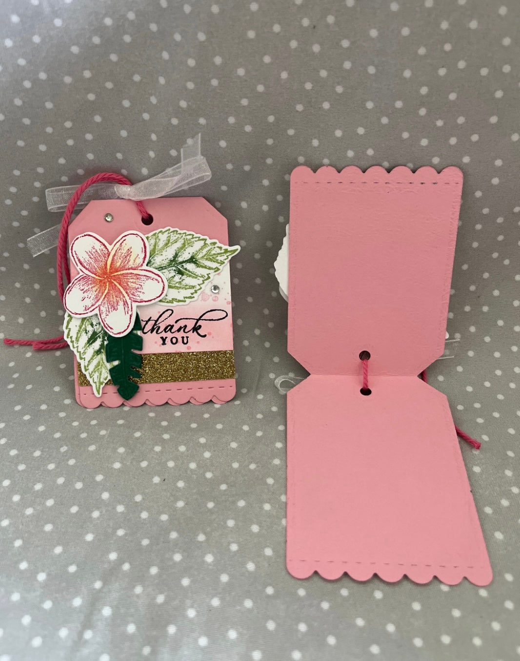 Stampin Up! Cute Plumeria Pink Tag, Pack of 5 tags - Thank you