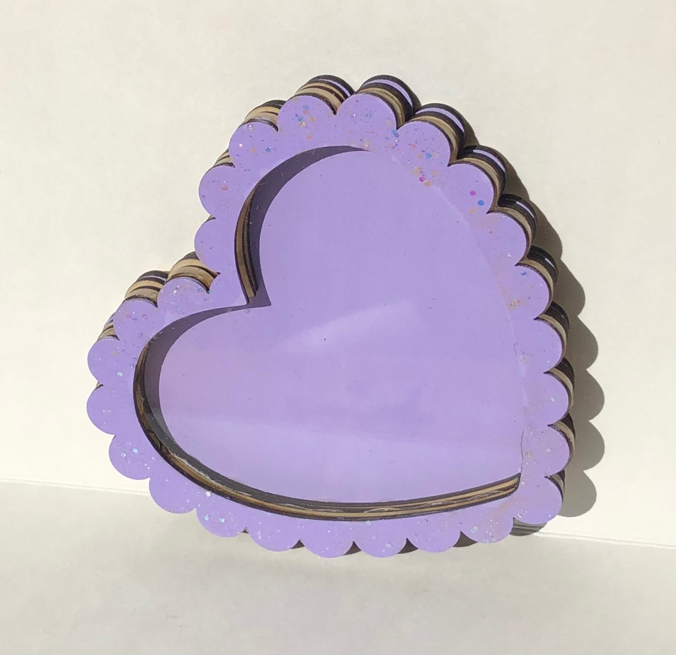 Scallop Heart Valentine’s Shaker - Purple Glitter
