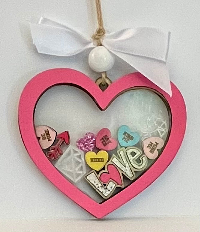 Valentine’s Shaker Ornament - Pink Heart with White Ball