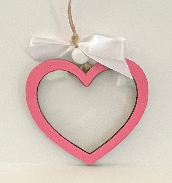 Valentine’s Shaker Ornament - Pink Heart with White Ball