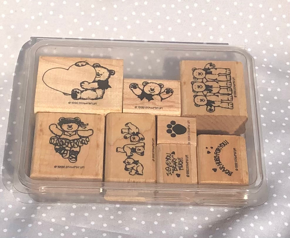 Retired Stampin Up! Bear Hugs Stamp set of 8, 1992