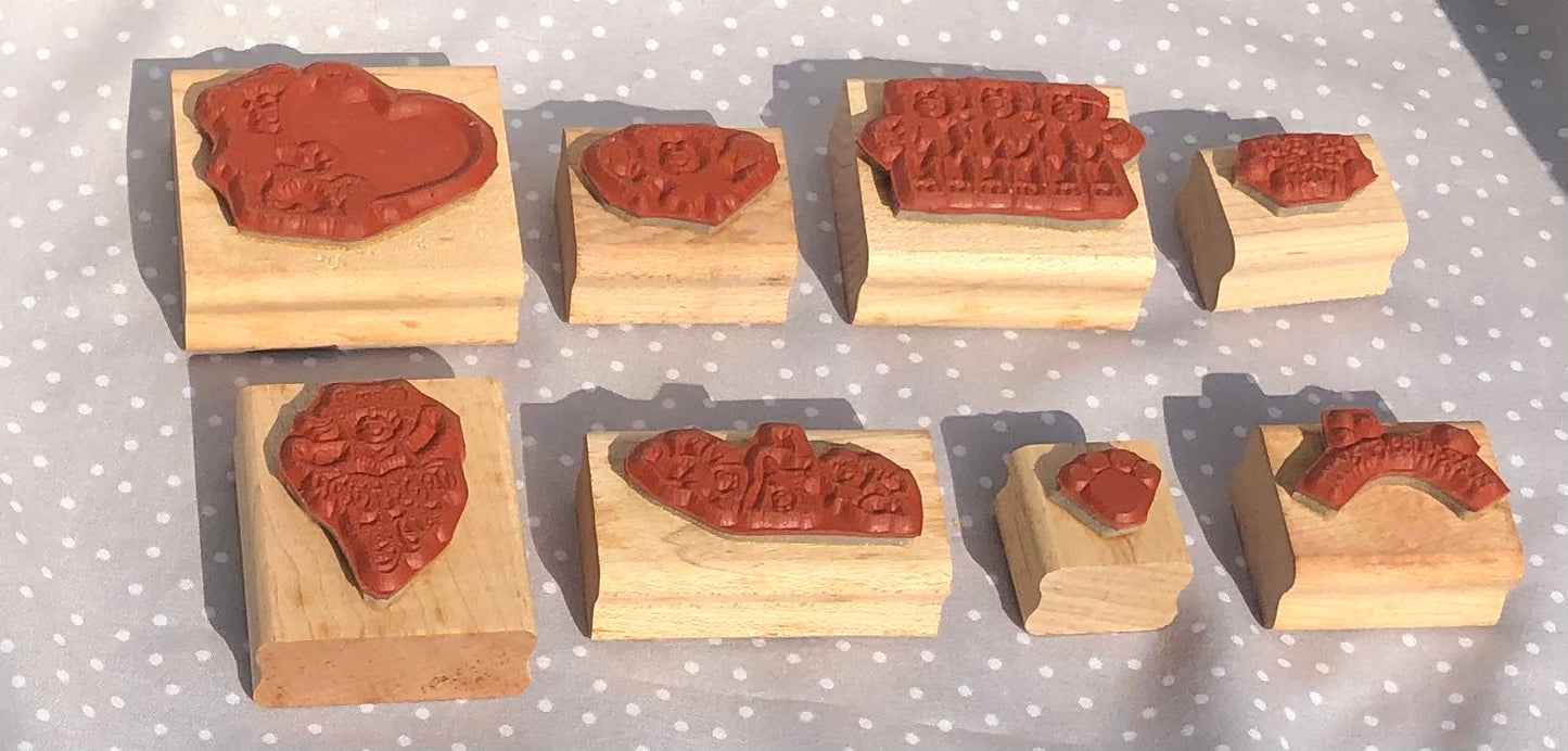 Retired Stampin Up! Bear Hugs Stamp set of 8, 1992