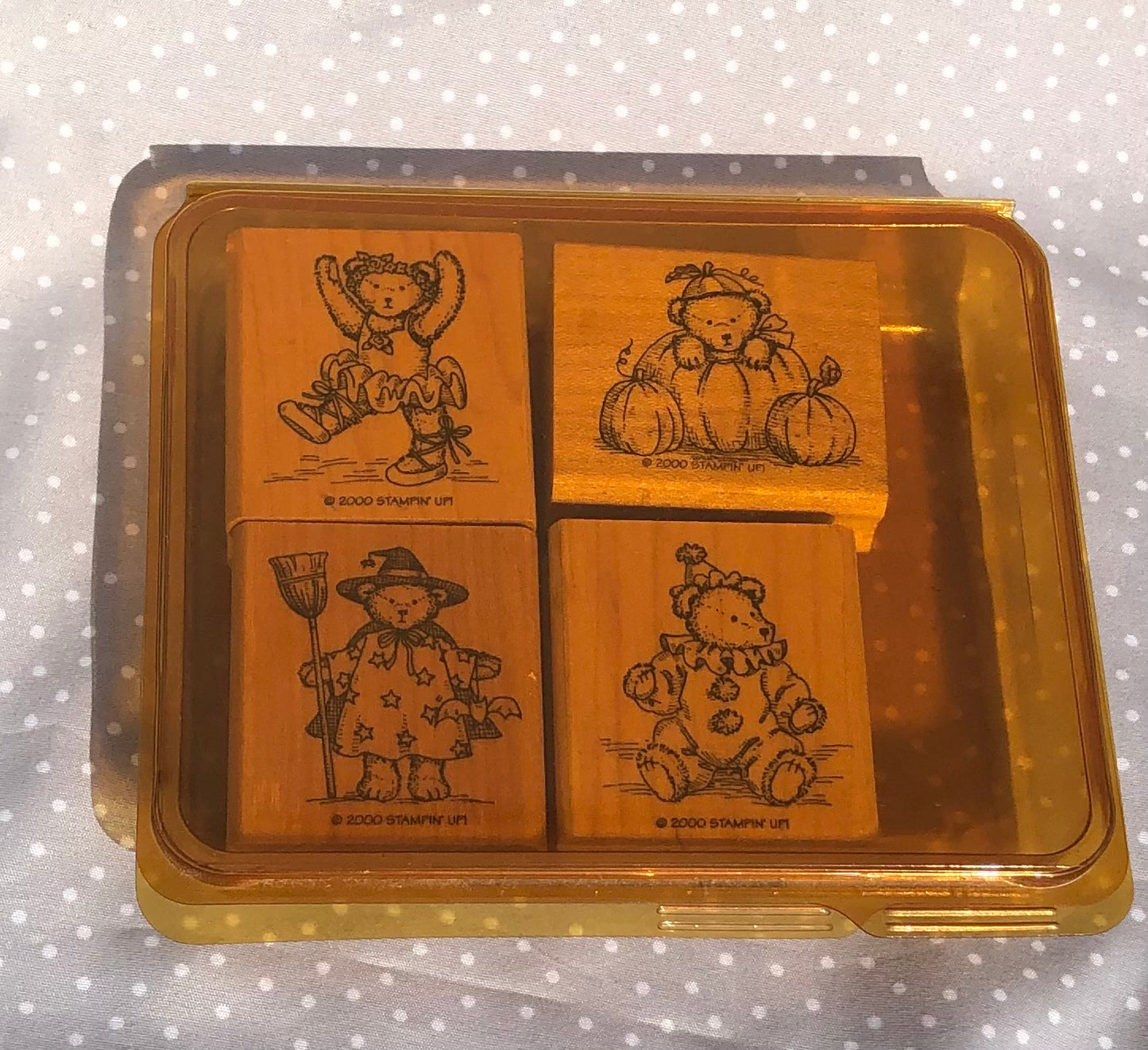 Retired Stampin Up! Costume Bear Stamp set of 4, Year 2000, Vintage