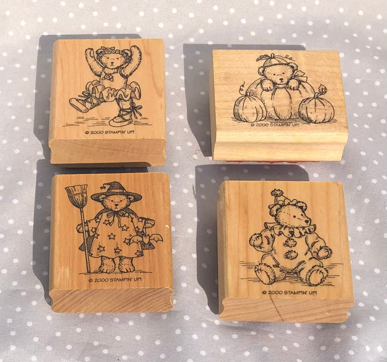 Retired Stampin Up! Costume Bear Stamp set of 4, Year 2000, Vintage