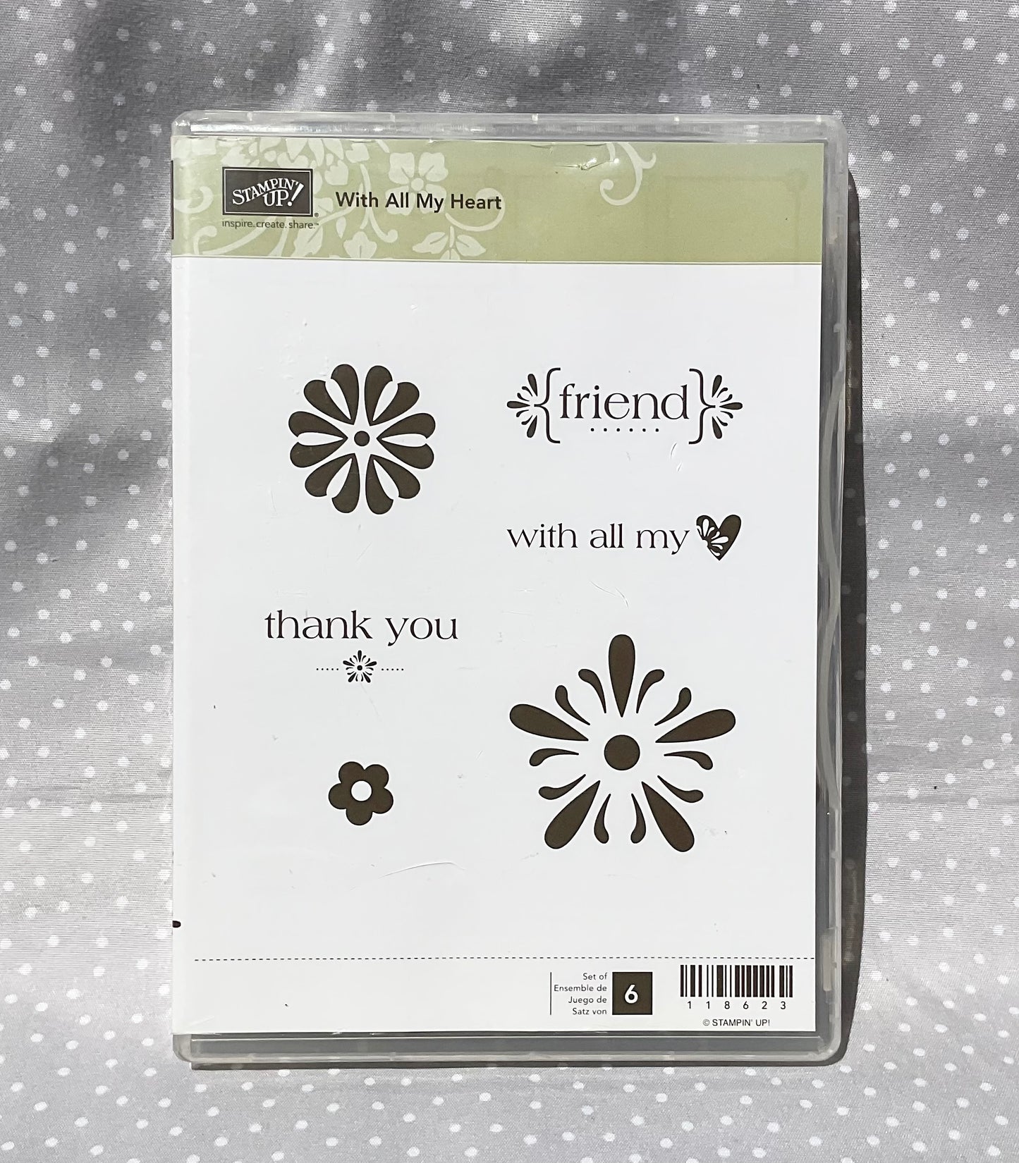 Retired Stampin Up! Stamp set With All My Heart- Set of 6 stamps