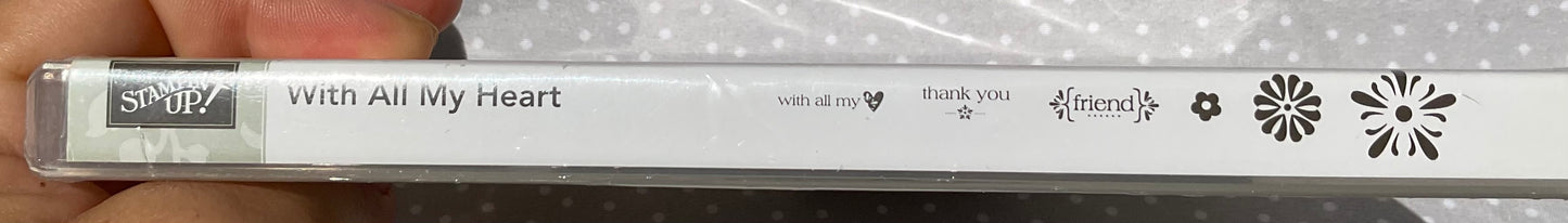 Retired Stampin Up! Stamp set With All My Heart- Set of 6 stamps