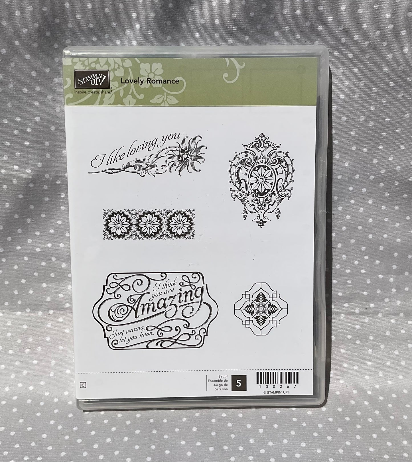 Retired Stampin Up! Stamp set Lovely Romance- Set of 5 stamps