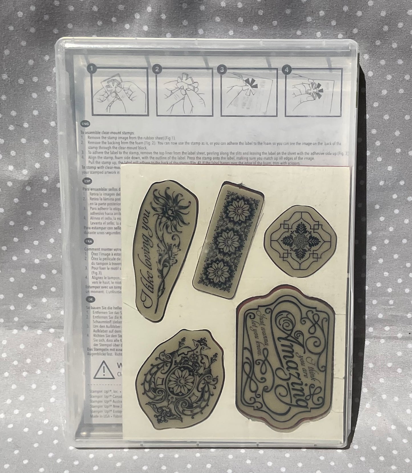 Retired Stampin Up! Stamp set Lovely Romance- Set of 5 stamps
