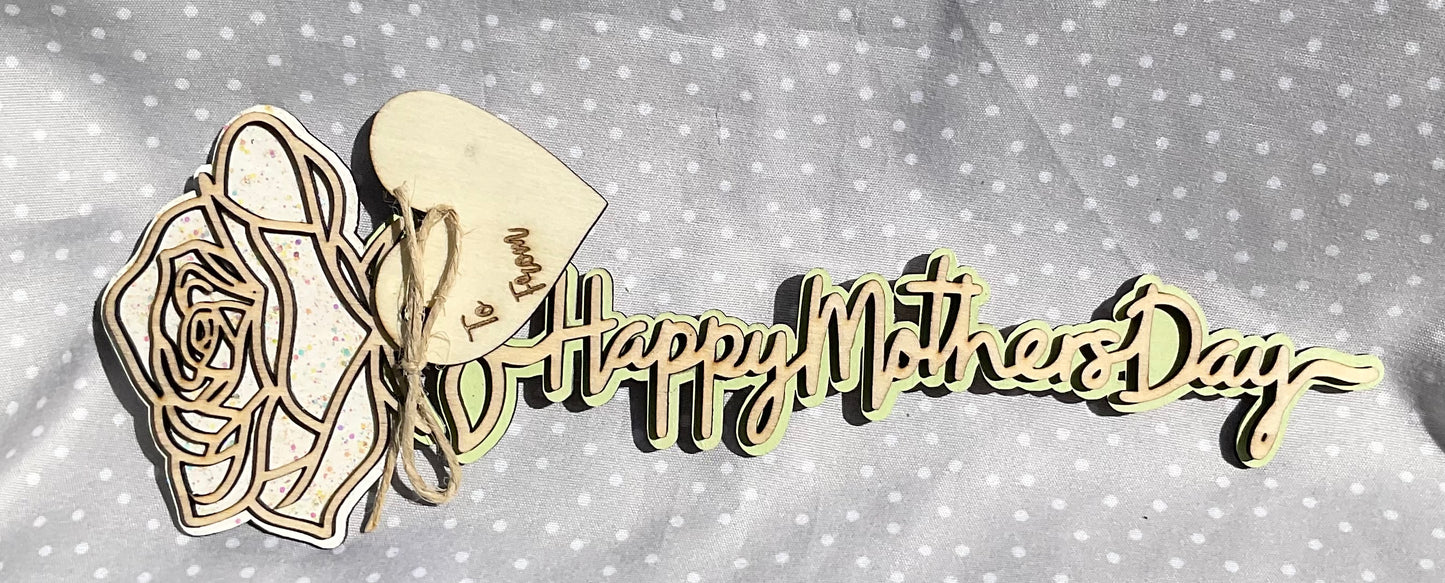 Happy Mother’s Day Rose- White Rose with Hologram Glitter