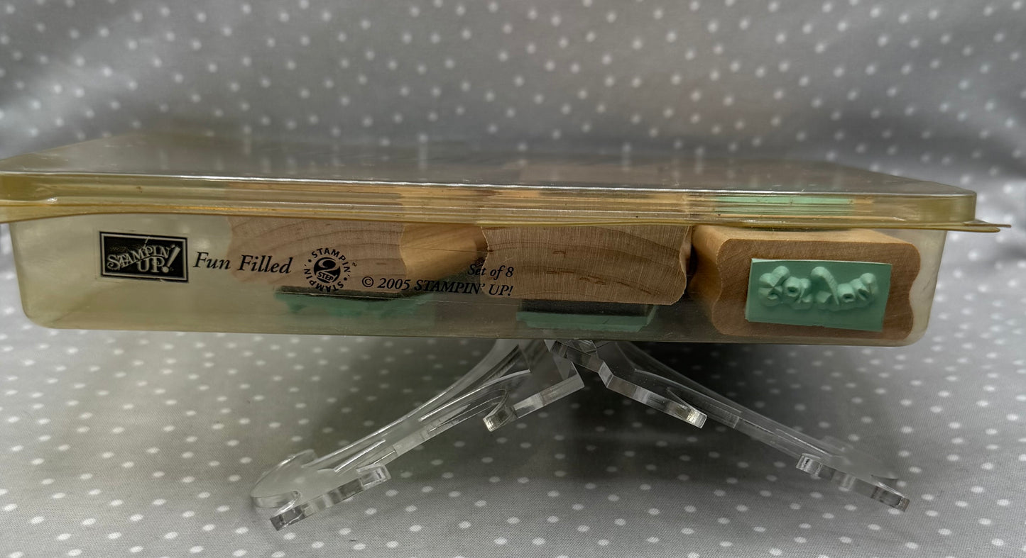 Fun Filled stamp set, Retired Stampin Up, set of 8 stamps fro 2005