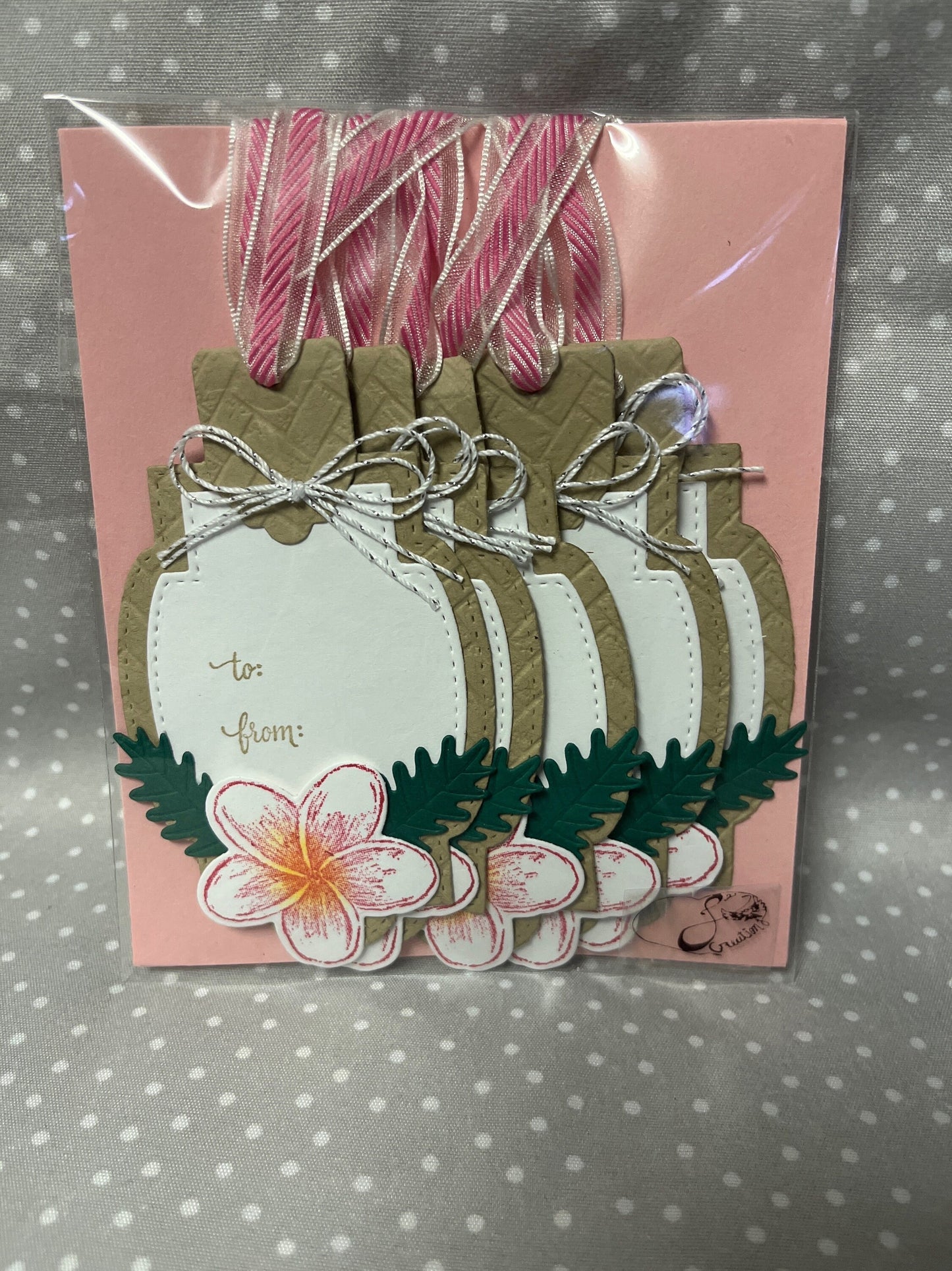 Stampin Up! Cute Plumeria Flower Tag, Pack of 5- To & From tag