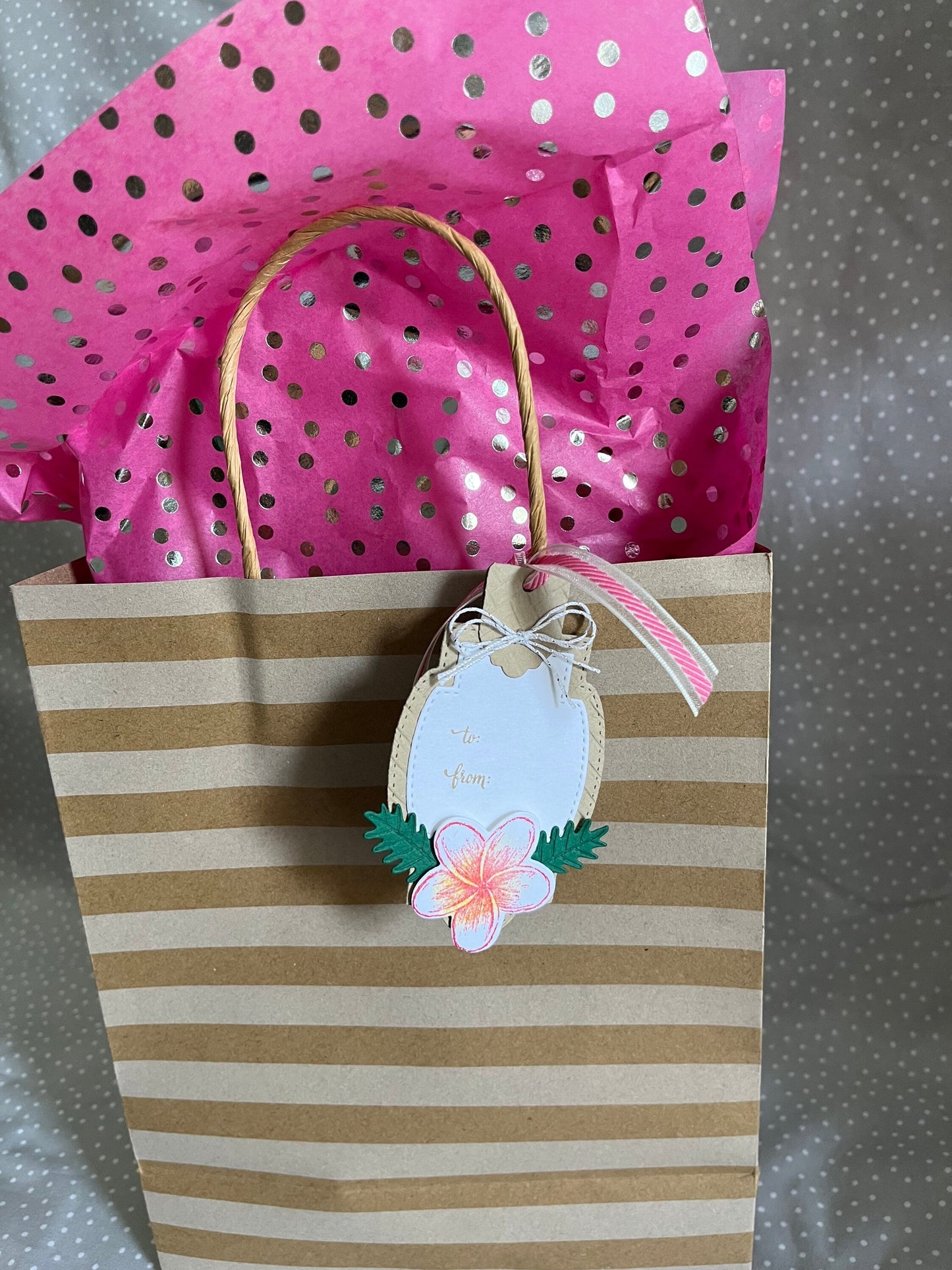 Stampin Up! Cute Plumeria Flower Tag, Pack of 5- To & From tag