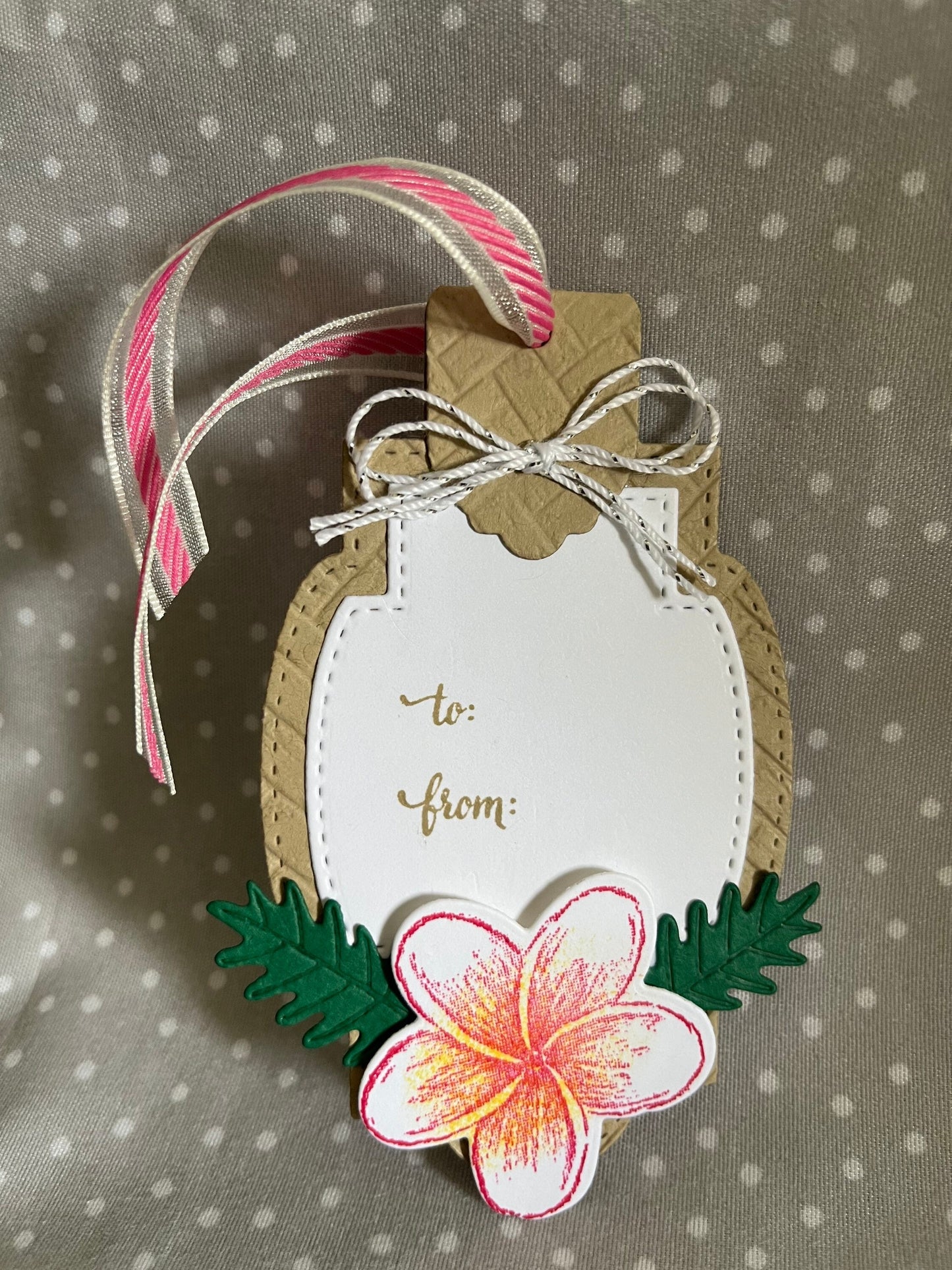 Stampin Up! Cute Plumeria Flower Tag, Pack of 5- To & From tag