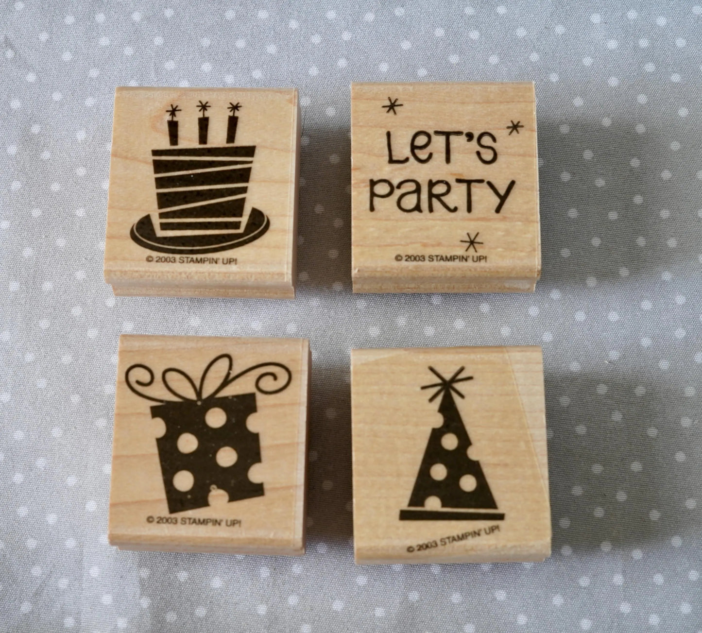 Let’s Party stamp set, Retired Stampin Up, set of 4 stamps
