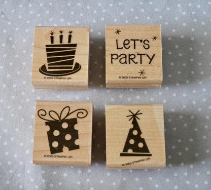 Let’s Party stamp set, Retired Stampin Up, set of 4 stamps