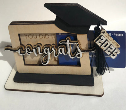 2025 Graduation Gift Card Holder- Congrats! White with Glitter!