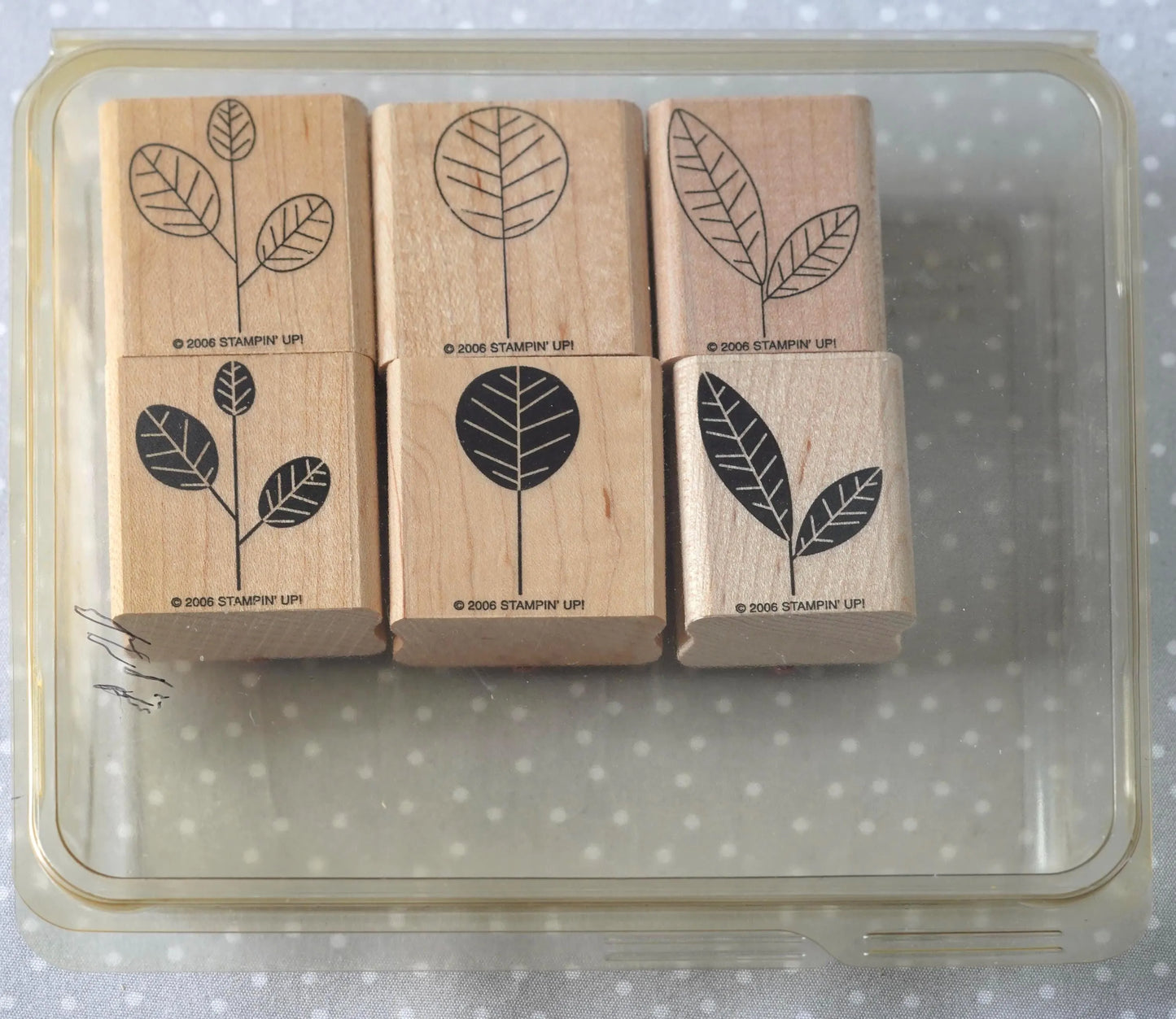 Lively Leaves stamp set, Retired Stampin Up, set of 6 stamps from 2006
