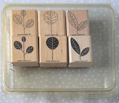 Lively Leaves stamp set, Retired Stampin Up, set of 6 stamps from 2006