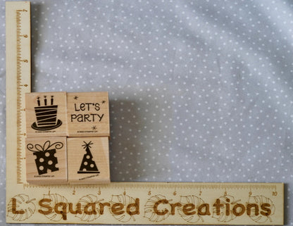 Let’s Party stamp set, Retired Stampin Up, set of 4 stamps
