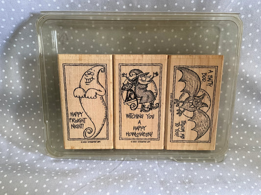 Tricky Treats stamp set, Retired Stampin Up 2001, set of 3 stamps
